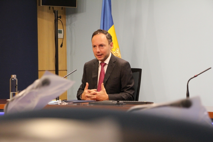 El cap de Govern, Xavier Espot, durant la roda de premsa posterior al consell de ministres.